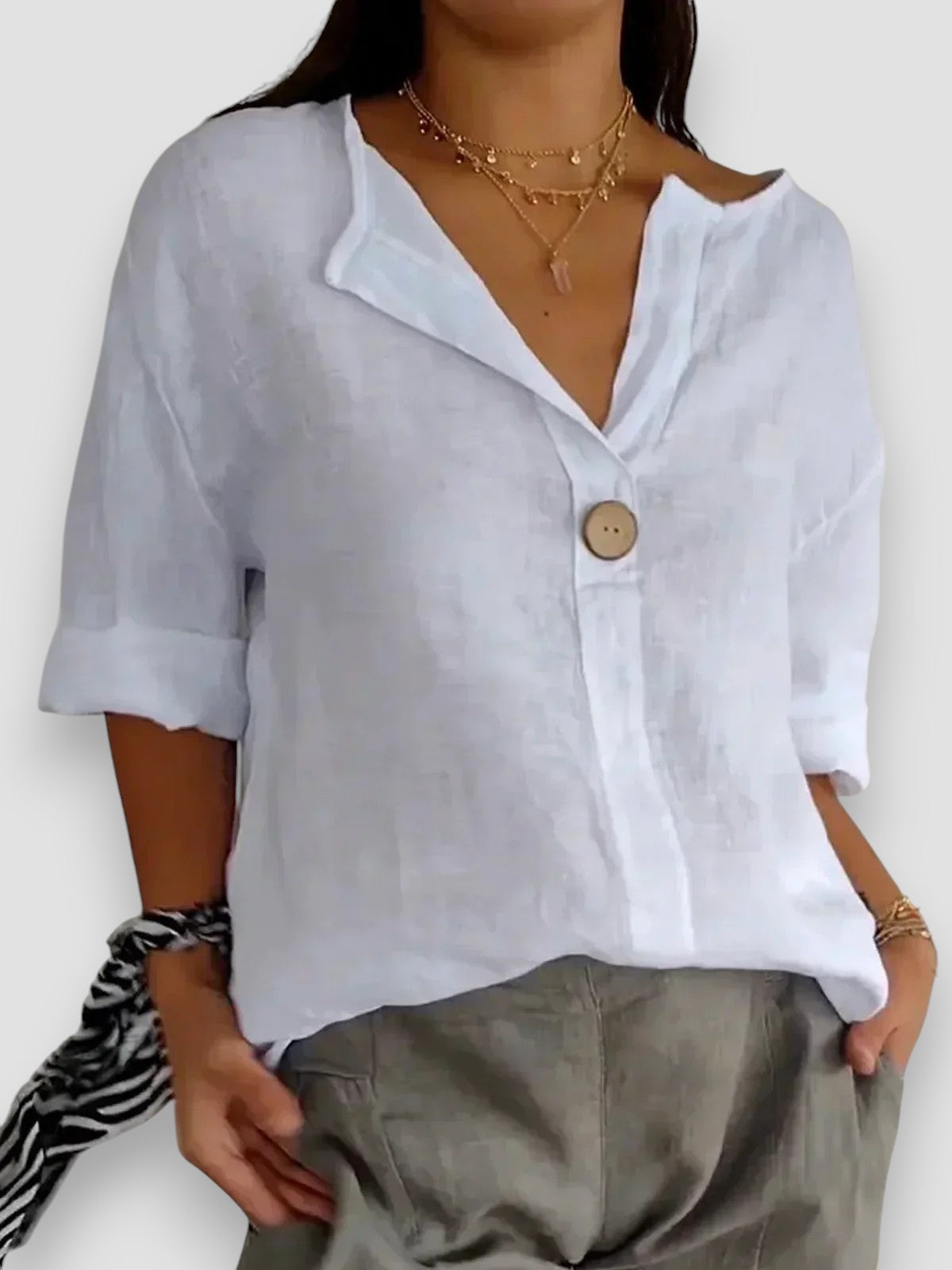SOFIA|BLUSA CASUAL CON SCOLLO A V